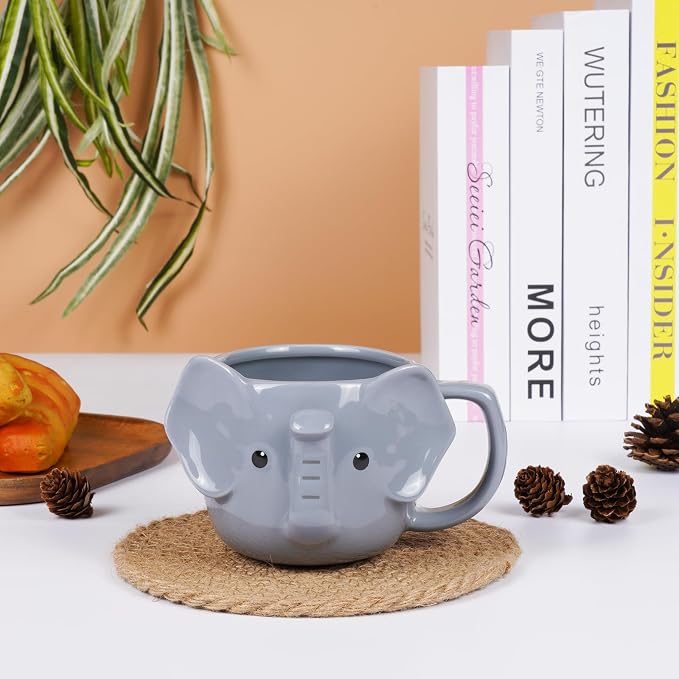 Elephant Mug 14 oz Cute Ceramic Coffee Mug 3D Porcelain Tea Mug for Women Kawaii Cup Elephant Gifts Christmas Gifts Housewarming Holiday Birthday Gifts for Women Mom Kids Men and Friend - Image 8