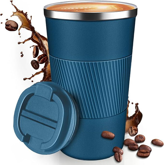 17OZ Travel Coffee Mug Insulated Coffee Cup with Spill Leak Proof Lid, Portable Stainless Steel Tumbler Reusable Hot and Cold Water Mug for Car, Daily, Camping- Blue by Unknown