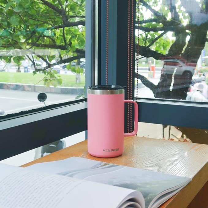 KXIAOCHEN 20 oz Insulated Coffee Mug, Coffee Cup with Lid and Wide Handle | 18/8 stainless steel, 6+ hours hot or 12+ hours cold, wide mouth, no-sweat exterior, for office, work, home and camping - Image 7