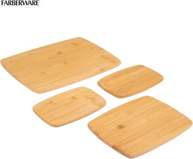Farberware 4-Piece Bamboo Cutting Board Set - Reversible Boards for Meal Prep, Charcuterie, Cheese and Entertaining, Natural Bamboo Kitchen Essential - Image 2