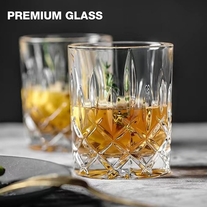 Qipecedm Drinking Glasses, 8 Piece Crystal Glass Cups, Mixed Glassware Set, 4 pcs Crystal Old Fashioned 11oz Highballs and 4 pcs 11oz Whiskey Glasses, Great for Cocktail, Whisky and other Beverages - Image 2