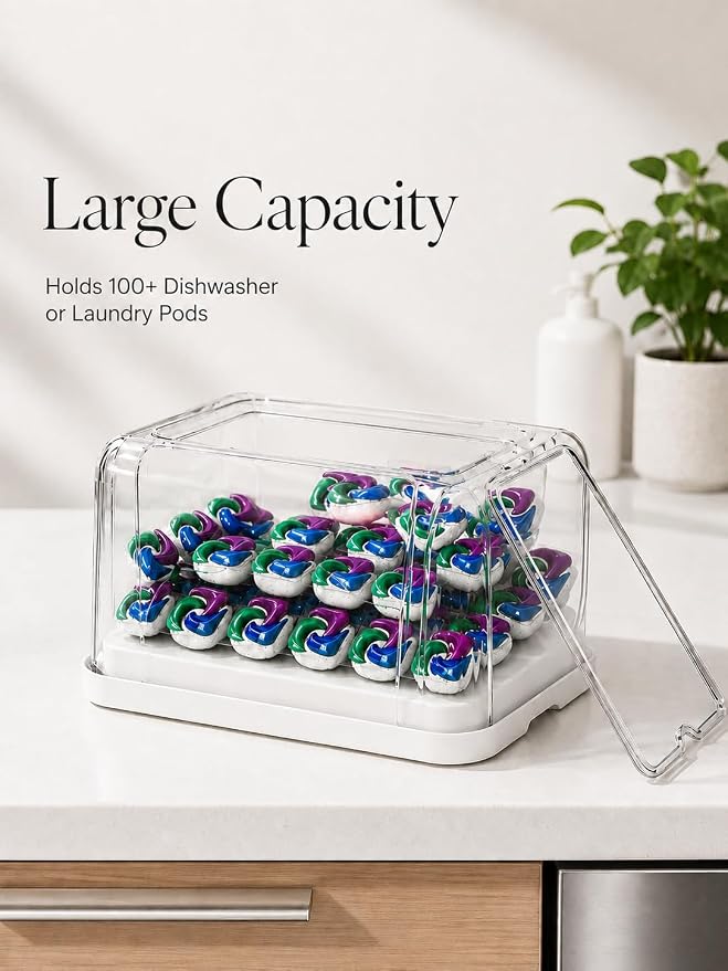 Trash Bag Dispenser & Dishwasher Pods Organizer, Clear Acrylic Garbage Bag Holder Under Sink Organizer With Removable Lid, Laundry Pods Container for Kitchen Pantry Laundry Room (3IN1 Dispenser) - Image 4