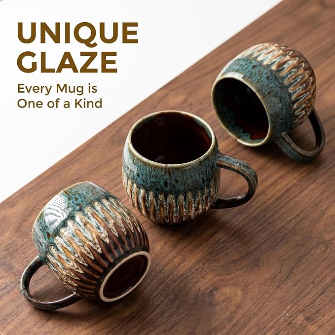 Large Ceramic Coffee Mug - 13oz Tea Cup, Blue, Set of 4 | Large Tea Mug, Microwave Safe, Dishwasher Safe - Image 5