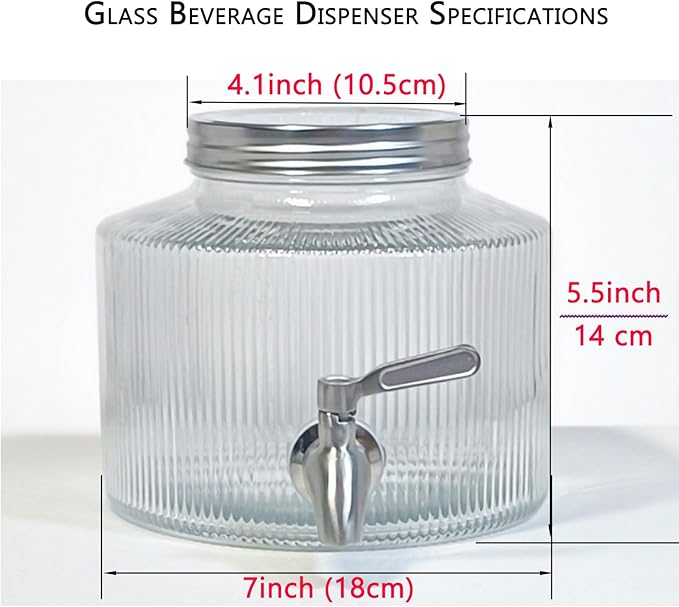 Large 2.5L Glass Beverage Dispenser Cold Brew coffee Iced Tea Lemonade Maker and Laundry Detergent Dispenser Leak-Proof Mason Jar Design with Stainless Steel Spigot and Reusable Filter Bag
