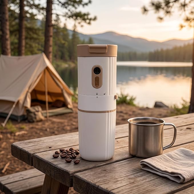 Portable Coffee Maker with Grinder 7 Settings | Travel Mini Brewing Machine, 400ml Capacity, 1500mAh Battery, for Home Camping Office - Image 2