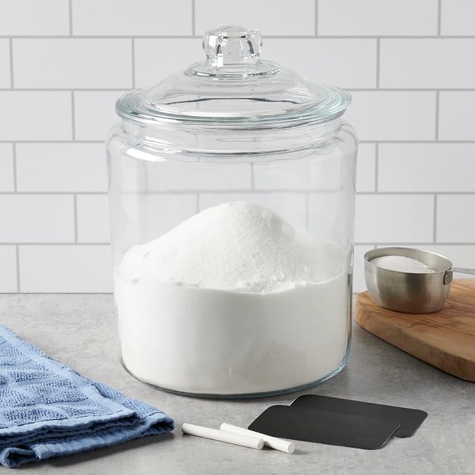 Anchor Hocking Heritage Hill Glass Jar with Lid, 2 Gallon Capacity, with 2 Chalkboard Labels and Chalk - Image 2