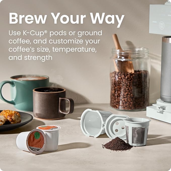 Chefman Caffeinator Single Serve Coffee Maker, Brew Kcups & Grounds, Drip Coffee Machine with Brew Strength Settings, Iced Coffee Function, 45 oz. Removable Water Reservoir - Image 4