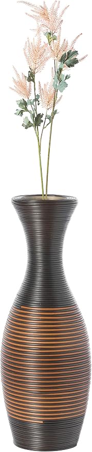 Tall Floor Vase, Modern Large vase for Home Decor Floor, Brown Artificial Rattan Floor Vase, Brown Floor Vase for Living Room or Hallway, 41-Inch-Tall Vase by Uniquewise