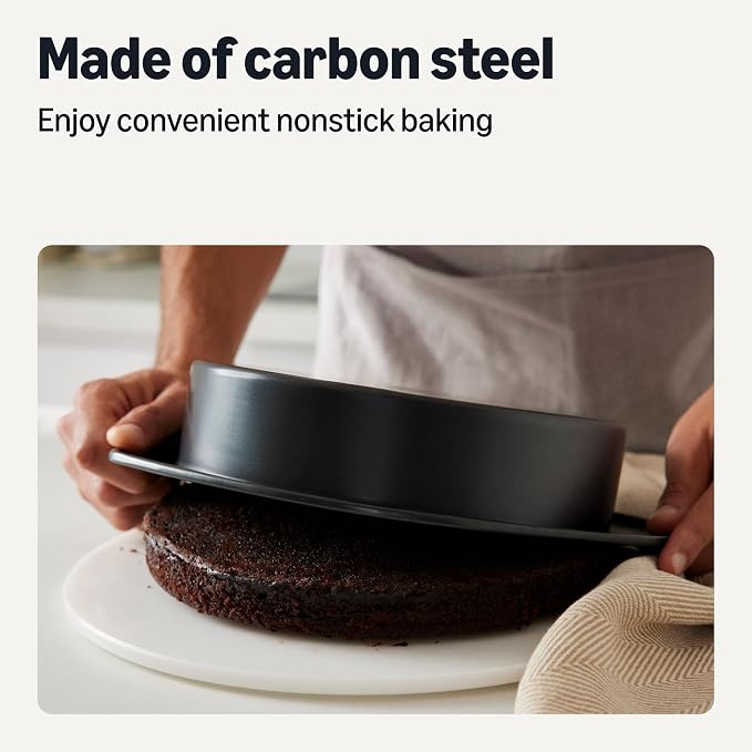 Amazon Basics Nonstick Carbon Steel Round Cake Pans, Dishwasher and Oven-Safe up to 428°F, 9 in., Set of 2 - Image 3