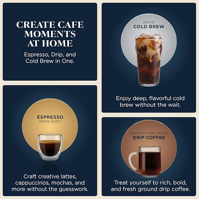Ninja Luxe Café Premier 3-in-1 Espresso Machine, Drip Coffee, & Cold Brew | Built-in Grinder, Hands-Free Milk Frother, and Assisted Tamper for Cappuccinos & Lattes, Stainless Steel, ES601 - Image 3