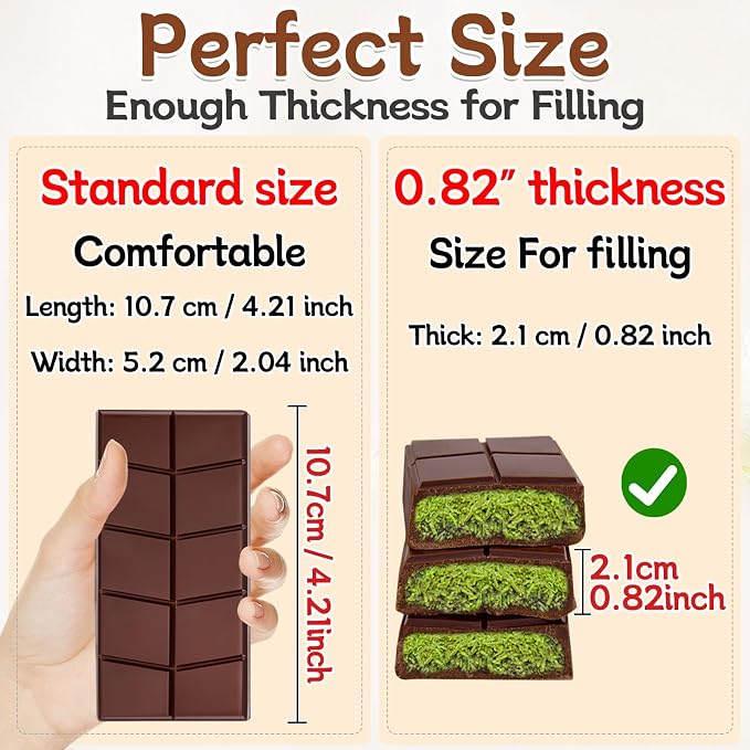 Chocolate Bar Mold Deep Dubai 0.82 Inch Pistachio Chocolate Bar Silicone Thick Mold for Stuffed Bar, Candy Bar Mould for Filling - Image 3