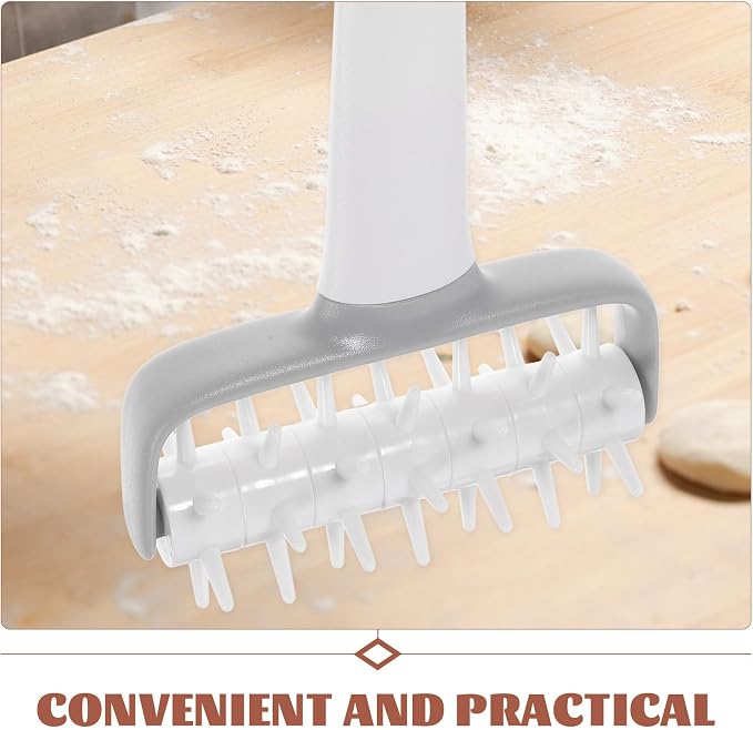 VOSAREA 2pcs Pizza Dough Hole Puncher Rolling Pin Baking Tool with Pp Material, White Color, Prevents Bubbles and Offers Good Heat Resistance, for Pizza and Bread Making - Image 2