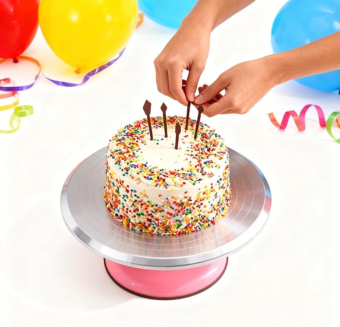 Fdit Cake Decorating Turntable, 10 Inch Silent Bearing Revolving Cake Stand Rounded Edges for Cake Decorating Supplies for Home ()