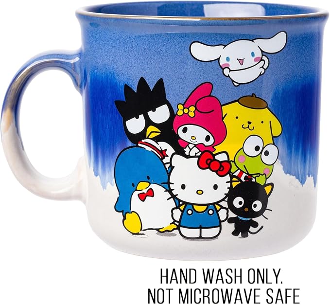 Silver Buffalo Sanrio Hello Kitty and Friends, Ceramic Camper Mug, 20oz | Chococat, Tuxedo Sam, Badtz-Maru and My Melody, Cinnamoroll Reactive Glaze, Pompompurin, Keroppi, 0.59 Liters - Image 3
