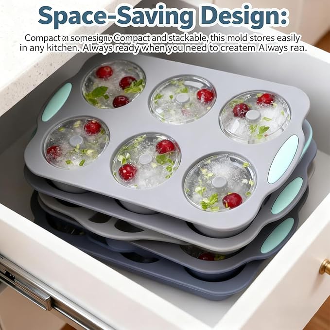Wreath Ice Cube, Christmas Silicone Wreath Shaped Ice Cube Tray and Snowflake Mold Set, 6 Hole Mini Bund and Cake Pan Candy Bakeware for Holiday Cocktails Ice Cubes DIY Crafts (A+B+C)