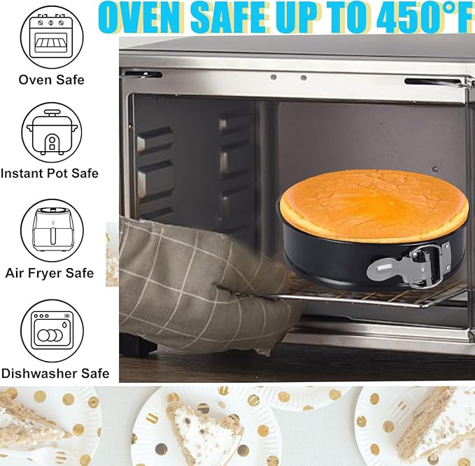 Round Cake Pan Sets for Baking Cake Decorating Supplies: 4 Non-Stick Springform Pans Set (4, 7,9,10 inches), Icing Tips, Cake Leveler – Multi-functional Leak-Proof CheeseCake Pan - Image 4