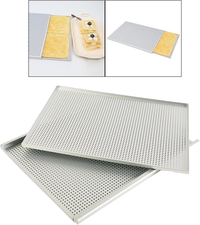 Sheet Puff Pastry Tray Cookie Pan Millefeuille Tray Two Layer Aluminum Perforated Surface Suitable for Family Gatherings Event, Thickness 2mm - Image 5