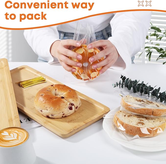 SUREHOME Cellophane Treat Bags 5x7 In 100 Pcs Individual Cookie Bags Small Plastic Clear Gift Bag with Ties for Gift Giving Birthday Party Favors Candy Snack Dessert Baked Goods Packaging - Image 3