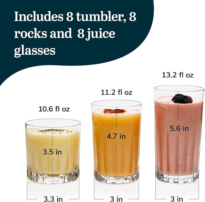 Libbey Brockton Tumbler, Juice and Glasses Drinking Set, Clear, Classic Cut Glass Cups Set of 24, Elegant Dishwasher Safe Barware Glasses for Everyday Use - Image 3