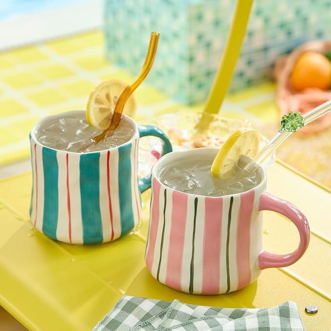 Stripe Ceramic Coffee Mugs, 12oz Vibrant Striped Red and Green Alternating Design Cute Mugs, Dishwasher & Microwave Safe Cups for Coffee, Tea, and Cocoa, Perfect for Daily Brews tea or coffee - Image 8