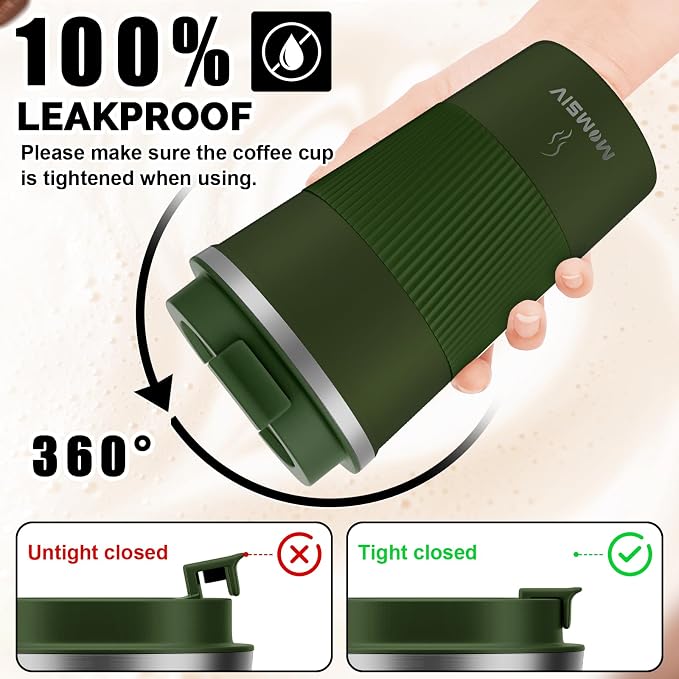 MOMSIV 17oz Travel Coffee Mug, Insulated Coffee Cup with Leakproof Lid | 6-Hour Heat Retention, 360°Leak proof, Vacuum Stainless Steel Double Walled, BPA-free, Reusable And To Go Coffee Mug - Image 4