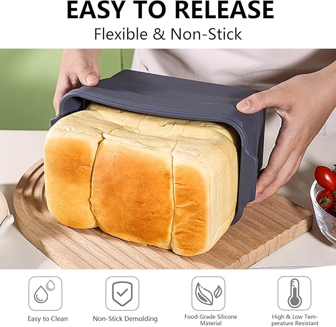 Silicone Collapsible Bread Loaf Pan with Lid – Flexible Foldable Baking Mold for Bread, Cakes, Brownies, and Cheesecakes, Easy Storage for Kitchen