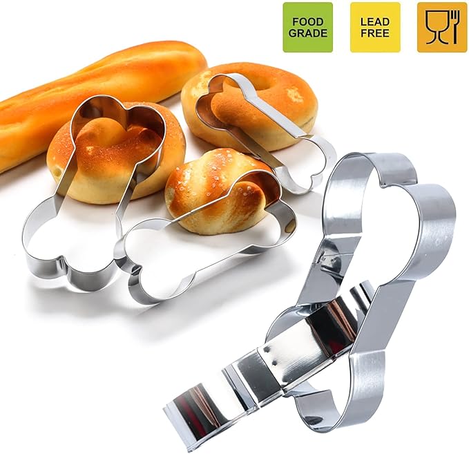 Set of 6，3 Packs Silicone Molds Puppy Dog Paw & Bone Shaped and 3 Packs Stainless Steel Dog Bone Cookie Cutters,for Homemade Treats、Paw、Ice、Candy and Chocolate Baking Mold