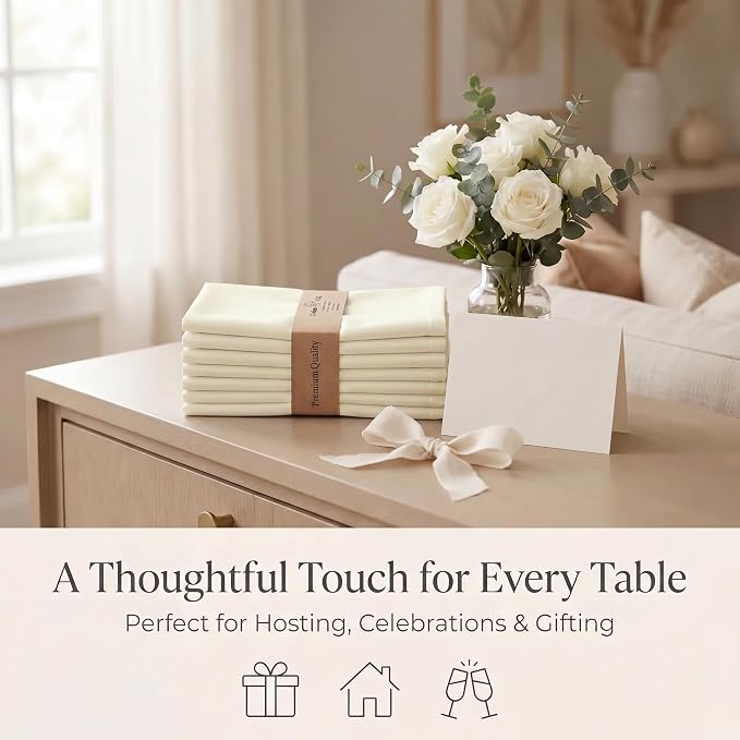 Urban Villa Cloth Napkins Cotton 20x20 (Set of 12) Ivory - Image 9