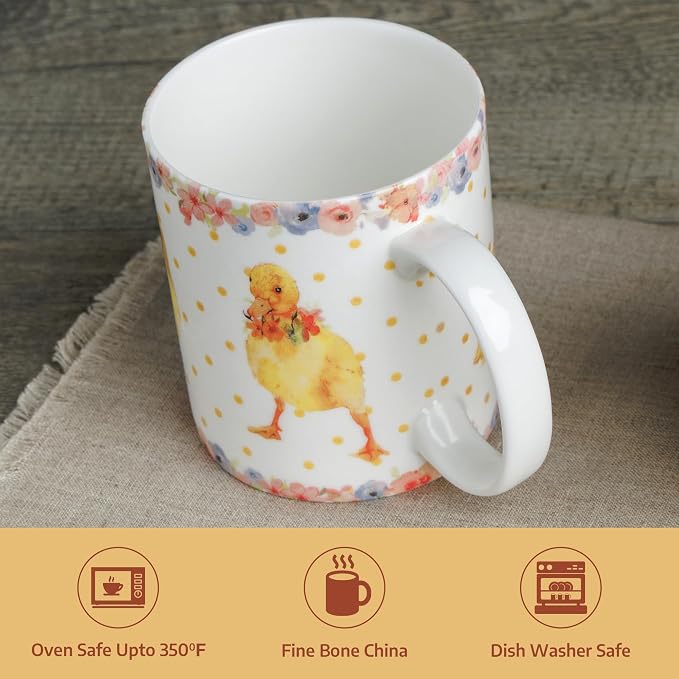 Maison d' Hermine Coffee Mug with Handles Tea Cups (12 Ounce, Pack of 1) | Fine Bone China Coffee Mugs for Hot Beverages Cappuccino Latte Home Spring Summer -Ducklings In Spring - Dancing Ducklings - Image 7