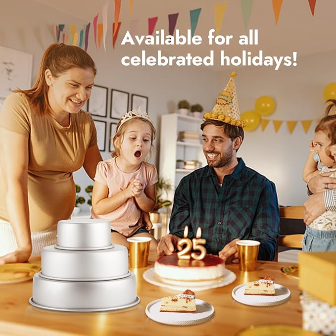 6 Inch Round Cake Pan, 6x3 inch 3 Set Anodized Aluminum Round Baking Pan, Small Cake Pan Non-Toxic & Heavy Duty, Deep Side, Easy Clean & Dishwasher Safe - Image 9