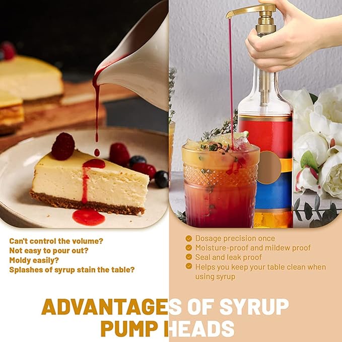Syrup Pumps Coffee Syrup Pump Dispenser Fits 750ml Bottles Rotating Design Reusable Leakproof Pumps 10 Pcs