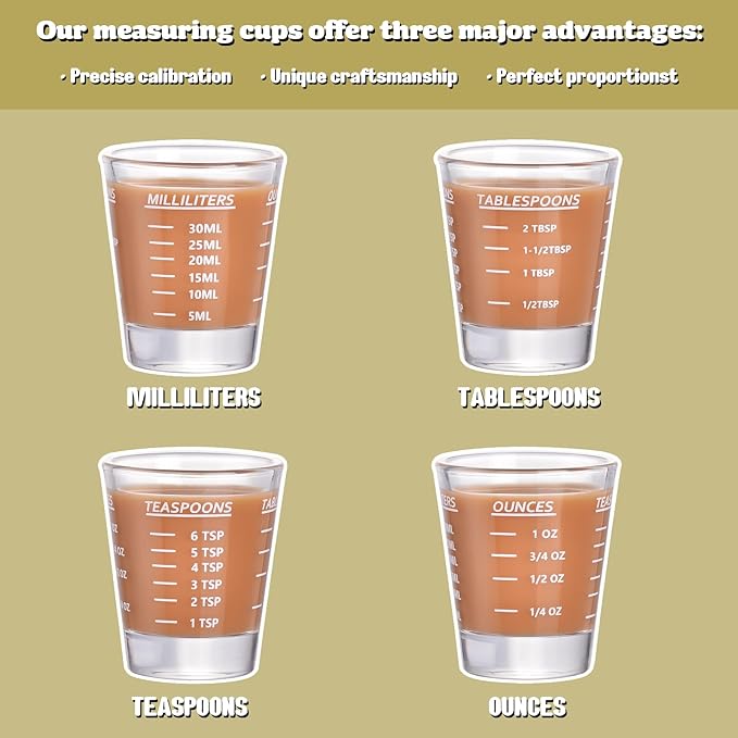Shot Glass Measuring Cup，Espresso Shot Glass 26-Incremental Measurement 1oz, 6 Tsp, 2 Tbs, 30ml，Kitchen Tools，Bar Bartender Accessories, Jigger for Bartending (2 Pack-White)