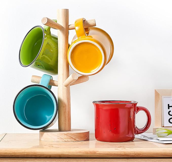 bestone Set of 4 Large Ceramic Mugs with Handles, 16 oz, Vibrant Colors, Microwave & Dishwasher Safe, Perfect for Coffee, Cereal, Latte, Salad, Noodles - Image 9