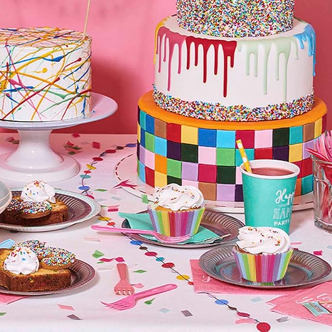 100 Pack Rainbow Cupcake Liners - Standard Size, Greaseproof Paper Muffin Liners for Birthday Party, Wedding Cake, Colorful Cupcake Wrappers - Image 2