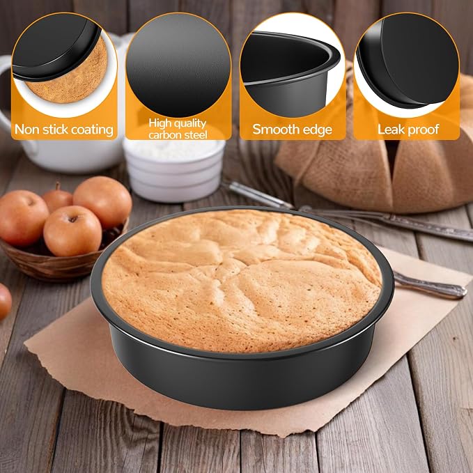 9 Inch Round Cake Pan Set of 3, Nonstick Baking Pans with 100PCS Parchment Paper, Dishwasher Safe - Image 5