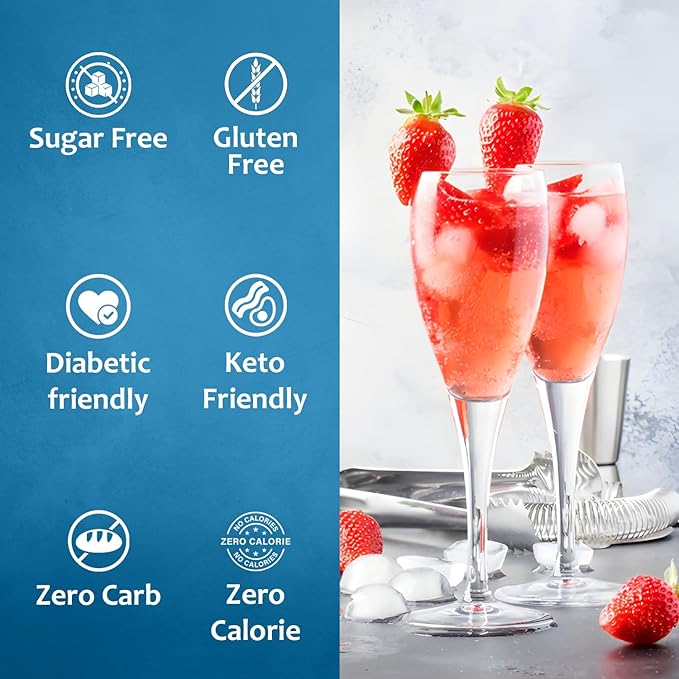 Syruvia Sugar-Free Strawberry Syrup, Flavored Syrup for Drinks, Cocktails, Lemonades, Iced Teas, and Desserts – 25.4 fl oz