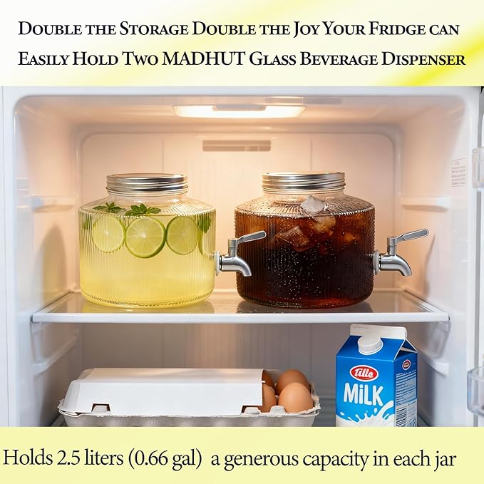 Large 2.5L Glass Beverage Dispenser Cold Brew coffee Iced Tea Lemonade Maker and Laundry Detergent Dispenser Leak-Proof Mason Jar Design with Stainless Steel Spigot and Reusable Filter Bag