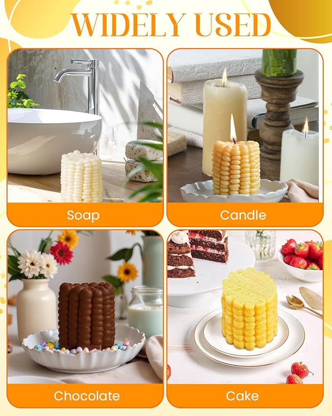 Corn Shape Silicone Mold, 3D Corn Molds, Artificial Food Candy Mold French Dessert Mousse Molds, Corn Shaped Candle Mold for Fondant Chocolate Clay Soap Lotion Bar - Image 5