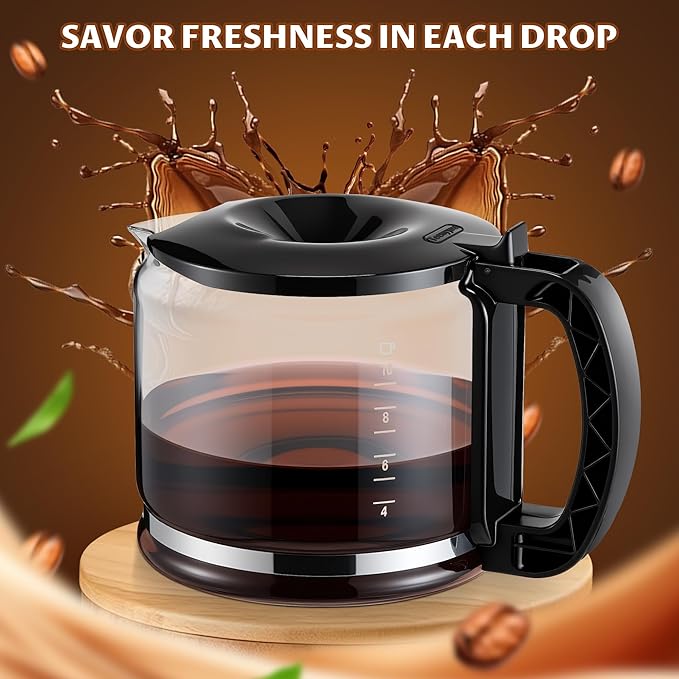 Glass Coffee Carafe Compatible with Delonghi 3066 3067 3093 3094 3111 3112 Kf140 Kf863, Coffee Pot Compatible with 7313283649, Espresso Carafe Machine Parts, 10 Cup / 750ml