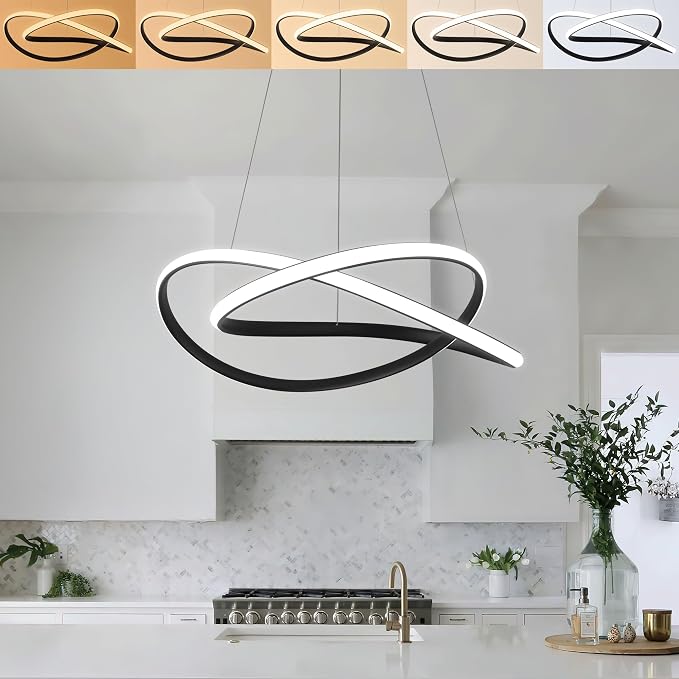 Modern LED Chandelier for Dining Room Pendant Light Fixture 40W | 5CCT/2700K-5000K,Dimmable,For Bedroom,Living Room,Dining Room,Kitchen,Kids Nursery,Home Office by AJBVP5CCTLEDLighting