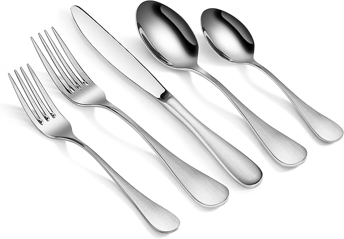 Artaste 1029147 Rain 18/10 Stainless Steel Flatware 20-Piece Set, Matte Finish Handle