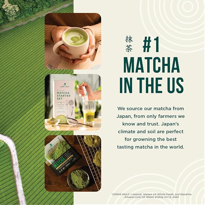 Jade Leaf Matcha Organic Premium Ceremonial Grade Matcha Green Tea Powder - Japanese - Culinary, Ingredient, Ceremonial Barista Teahouse, Latte, Collagen, 3.53 Ounce (Pack of 1), Culinary