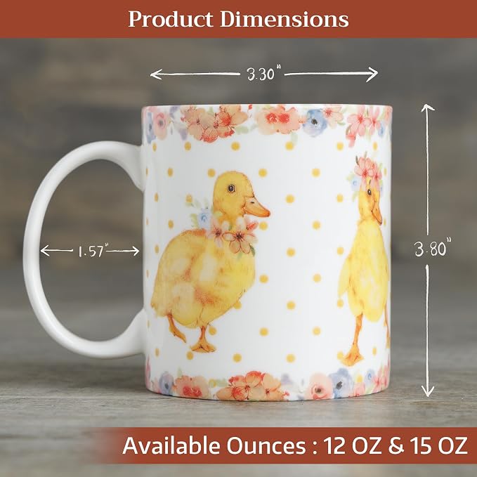 Maison d' Hermine Coffee Mug with Handles Tea Cups (15 Ounce, Pack of 2) | Fine Bone China Coffee Mugs for Hot Beverages Cappuccino Latte Home Restaurant Hotel Spring Summer -Ducklings In Spring - Image 4