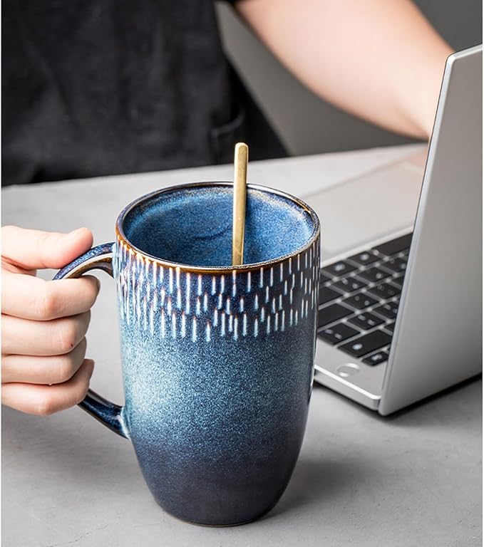 Large Ceramics Coffee Mugs,21 OZ,Large Handle Design,Extra Large Tea and Coffee Cup for Office and Home，Microwave And Dishwasher Safe(Color:21 oz blue) - Image 4