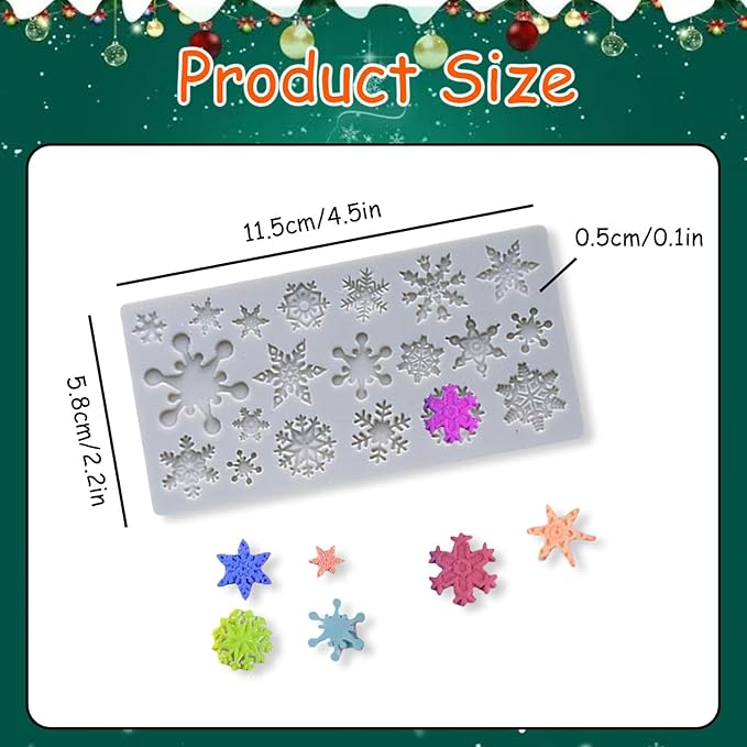 1 Pcs Snowflake Silicone Molds for Chocolate Candy Soap Baking 20-Cavity Reusable Various Shape Snowflake Molds for Making Gummy Candy Gelatin Ice Cubes Biscuits Cake Decorating