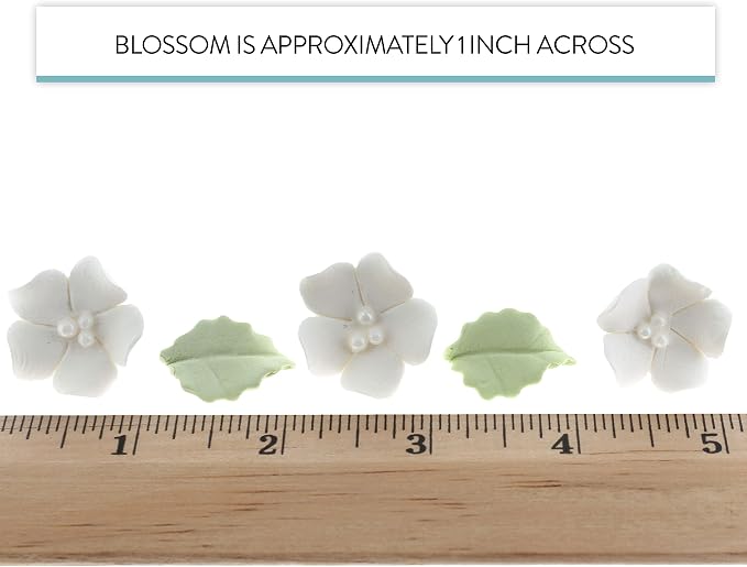 Global Sugar Art 24-Count Mini White Edible Flowers Cake Decorations | White sugar flowers for cake decorating, mini edible flowers cake decorations, white flower cupcake toppers, gumpaste leaves - Image 7