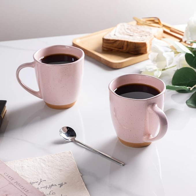 AmorArc 12oz Coffee Mugs, Ceramic Coffee Mugs set of 4 for Man, Woman, Dad, Mom, Modern Coffee Mugs with handle for Latte/Cappuccino/Milk/Cocoa. Dishwasher&Microwave Safe, Cloud Pink - Image 5