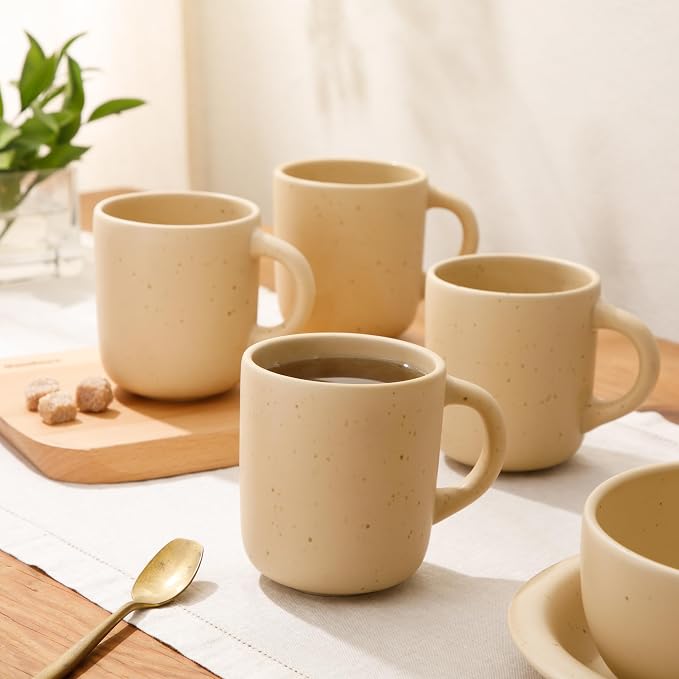 Bloomhouse - Two Time Oprah's Favorite Things Winner - Corsica Clay 4-Piece Mug Set – Cappuccino Cream Stoneware Coffee & Tea Cups, Durable Ceramic Drinkware - Image 4