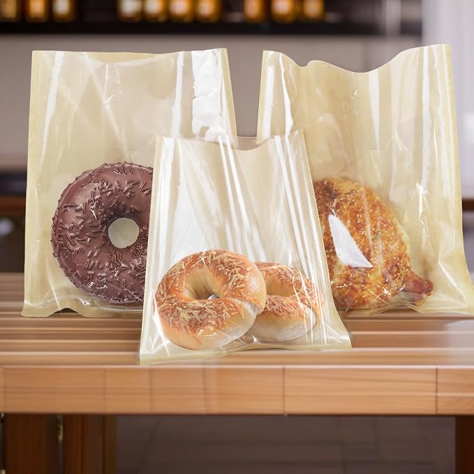 Bakery Bags Visible Dessert Bags with Window, Greaseproof Heat Seal Kraft Paper, Suitable Baked Goods Packaging for Donuts, Bakery Snacks, Sandwiches, Sandies, Cookies (S-100PCS + L-100PCS, Brown) - Image 5