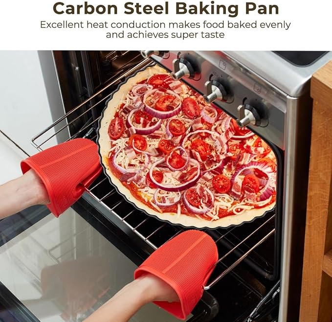 2 Packs Deep Pie Tins 11 in, Carbon Steel Fluted Round Tart Pans with Removable Bottom, Tart Quiche Pie Pans, Non-stick Baking Dish Accessories for Home Baking, Party Use, Desserts - Image 3